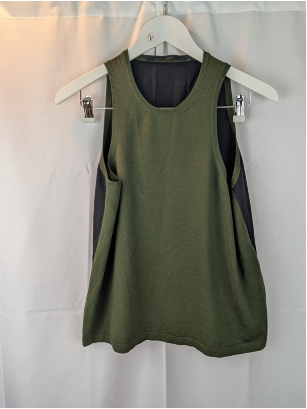 Haider Ackermann Olive Green Tank Top with Black Back Size L In VGUC
